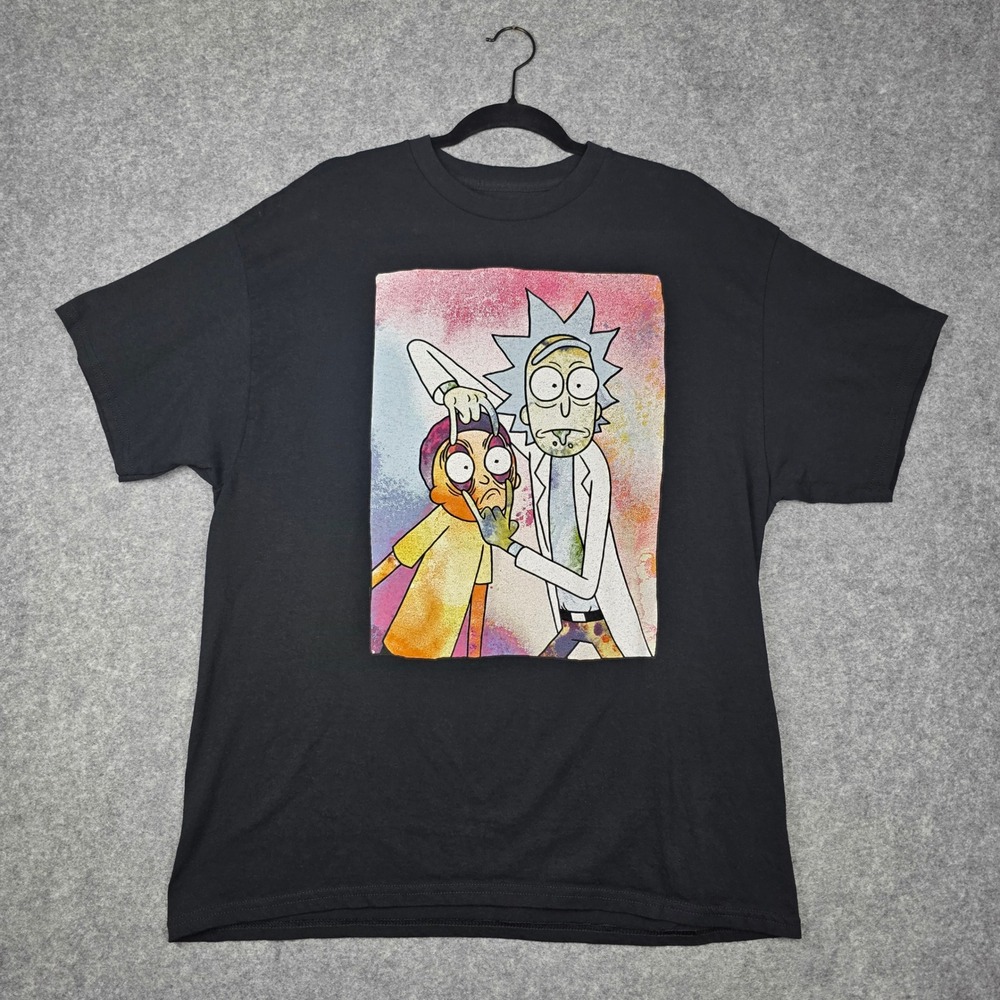 Rick and Morty Adult Swim Ripple Junction Black Graphic T-Shirt Mens XL